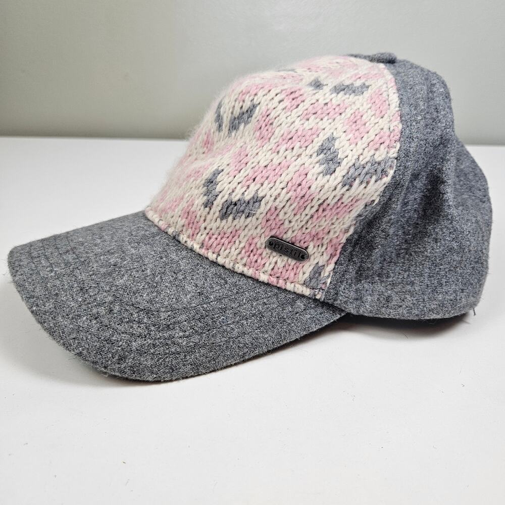 Pistil‎ Sweater Knit Wool Snap Back Baseball Cap Hat Grey Pink